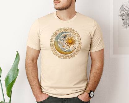 brand:Bella Canvas|color:Soft Cream|Mystic Sun And Moon Celestial Graphic T-Shirt