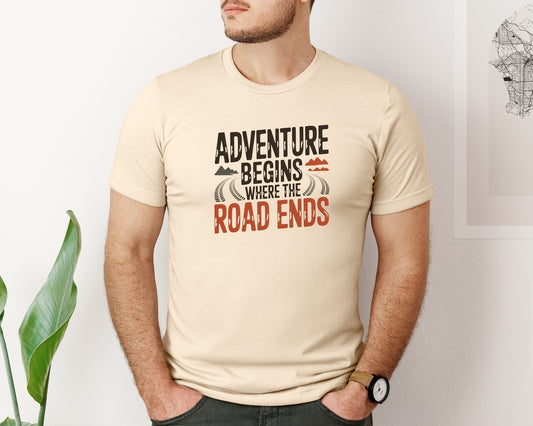 Adventure Begins Where The Road Ends Graphic T-Shirt