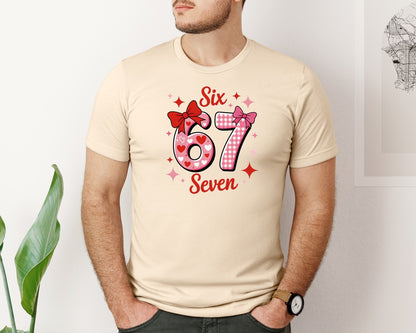 brand:Bella Canvas|color:Soft Cream|Coquette Valentine 67 Six Seven 17 Graphic T-Shirt