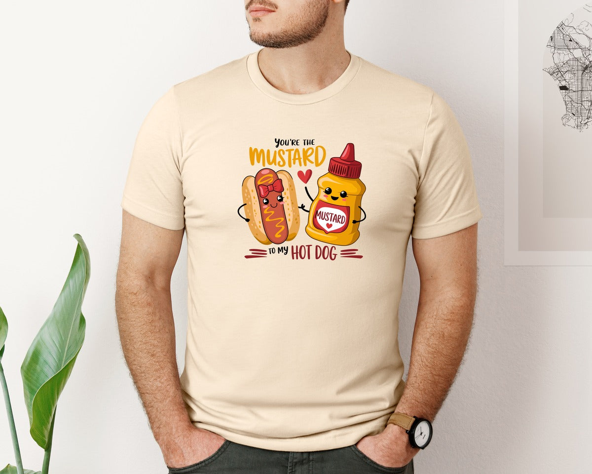 brand:Bella Canvas|color:Soft Cream|Mustard To My Hot Dog Valentine Graphic T-Shirt