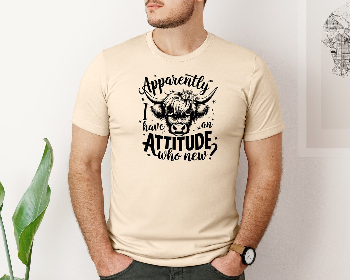 brand:Bella Canvas|color:Soft Cream|Apparently I Have An Attitude Who T Graphic T-Shirt