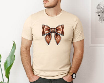 brand:Bella Canvas|color:Soft Cream|Retro Football Bow 2 Graphic T-Shirt