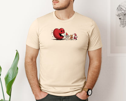 brand:Bella Canvas|color:Soft Cream|Heart Monster Cupid Gnome Valentines Graphic T-Shirt
