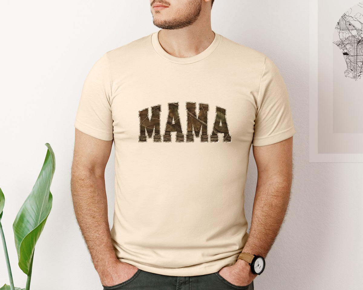 brand:Bella Canvas|color:Soft Cream|Mama Camo Graphic T-Shirt