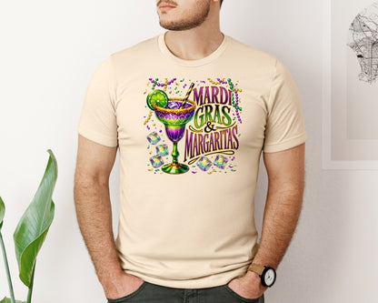 brand:Bella Canvas|color:Soft Cream|Mardi Gras Margaritas Design Graphic T-Shirt