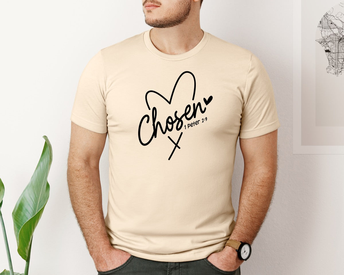 brand:Bella Canvas|color:Soft Cream|Chosen Heart Christian Graphic T-Shirt