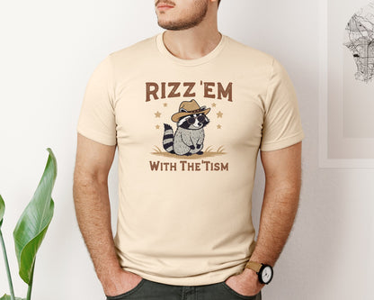 brand:Bella Canvas|color:Soft Cream|Raccoon Funny Raccoon Rizz Em Graphic T-Shirt