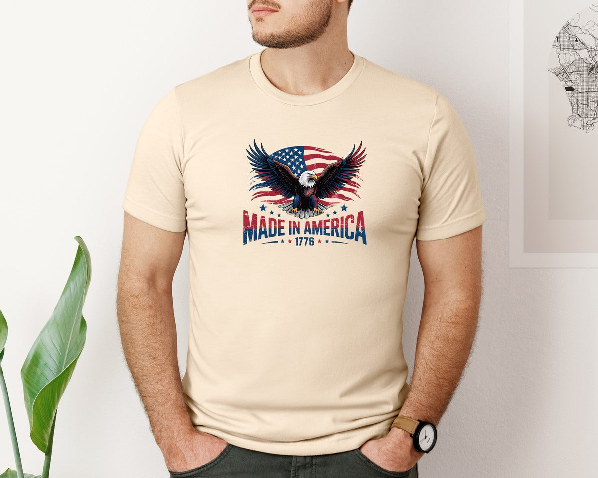 brand:Bella Canvas|color:Soft Cream|Made In America Eagle 4Th Of July Graphic T-Shirt