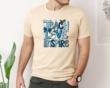 brand:Bella Canvas|color:Soft Cream|Teach Love Inspire Teacher 10 Graphic T-Shirt