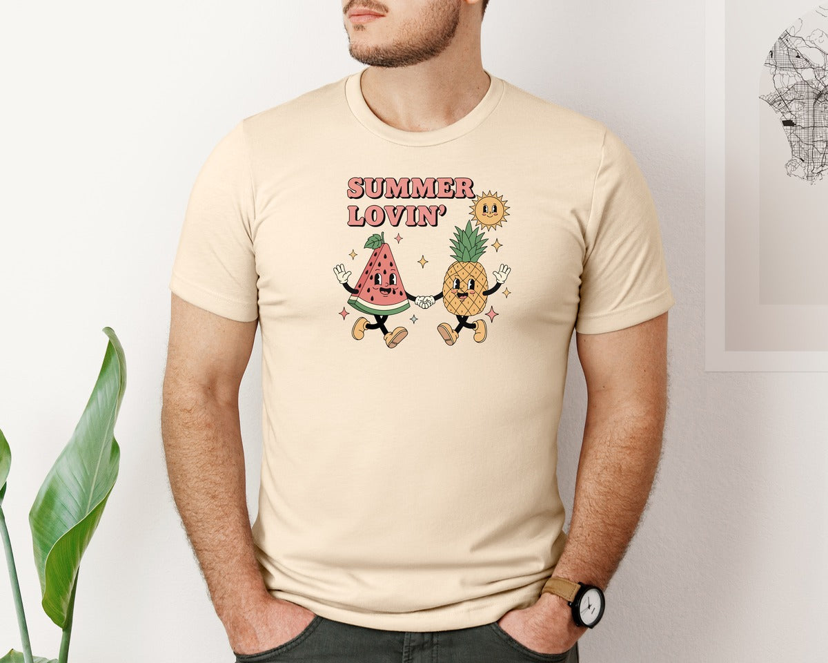 brand:Bella Canvas|color:Soft Cream|Summer Lovin Fruit T Shirt For Women Graphic T-Shirt