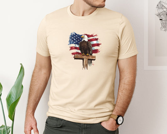 4Th Of July Bald Eagle Cross Patriotic Graphic T-Shirt