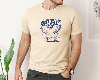brand:Bella Canvas|color:Soft Cream|Funny Goose Got Too Silly Design Graphic T-Shirt