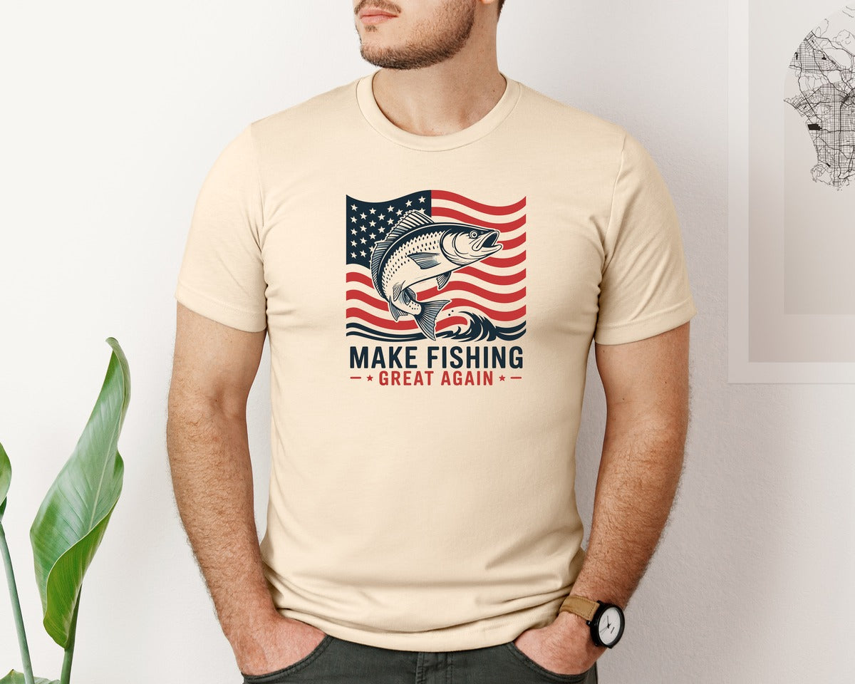 brand:Bella Canvas|color:Soft Cream|Make Fishing Great Again T Shirt Graphic T-Shirt