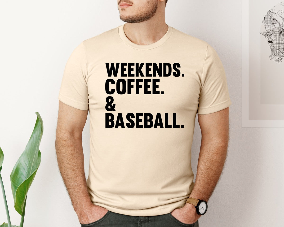 brand:Bella Canvas|color:Soft Cream|Weekends Coffee Baseball Tshirt Design Graphic T-Shirt
