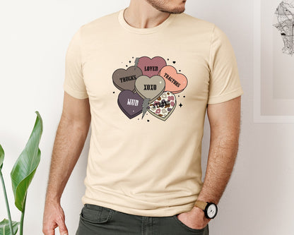 brand:Bella Canvas|color:Soft Cream|Camo Valentine Valentine Hearts Graphic T-Shirt
