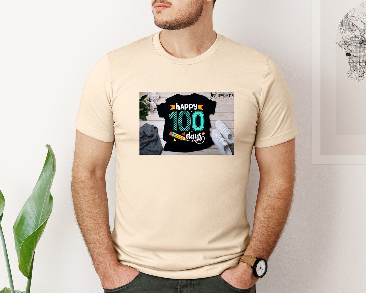 brand:Bella Canvas|color:Soft Cream|100 Days Of School Shirt 10 Graphic T-Shirt