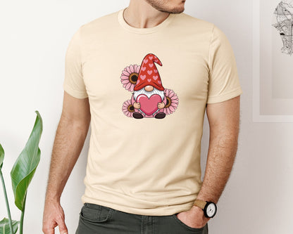 brand:Bella Canvas|color:Soft Cream|Cute Gnome Holding Heart Graphic T-Shirt