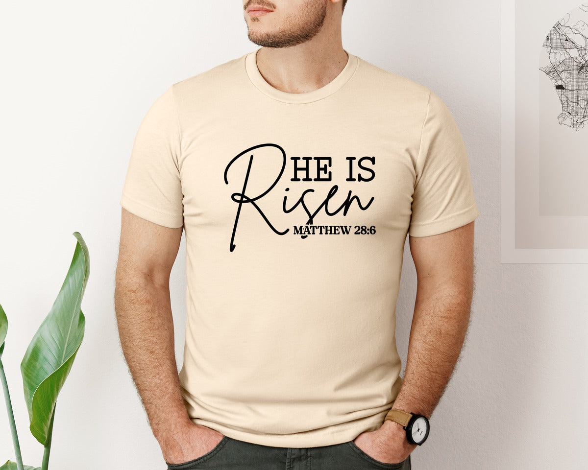 brand:Bella Canvas|color:Soft Cream|He Is Risen Easter Faith 5 Graphic T-Shirt