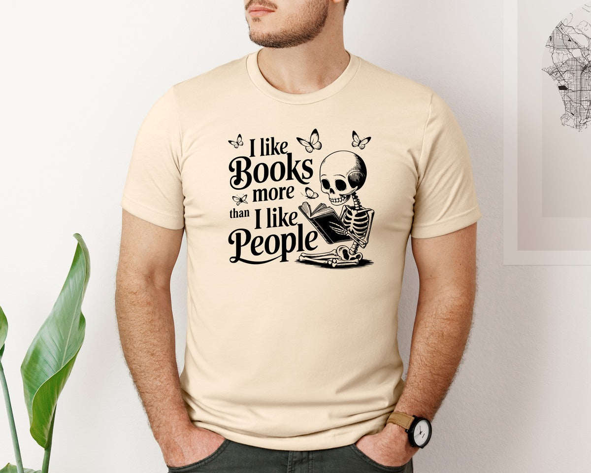 brand:Bella Canvas|color:Soft Cream|I Like Books More Than I Like People 3 Graphic T-Shirt