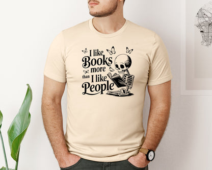 brand:Bella Canvas|color:Soft Cream|I Like Books More Than I Like People 3 Graphic T-Shirt