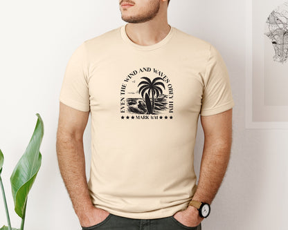 brand:Bella Canvas|color:Soft Cream|Wind And Waves Obey Him Mark 441 Graphic T-Shirt