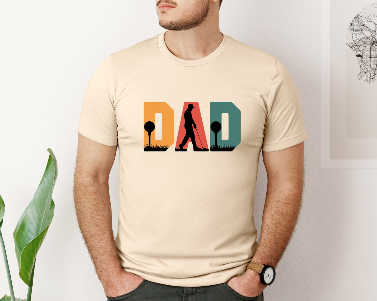 brand:Bella Canvas|color:Soft Cream|Dad Golf Tee Silhouette Design Graphic T-Shirt