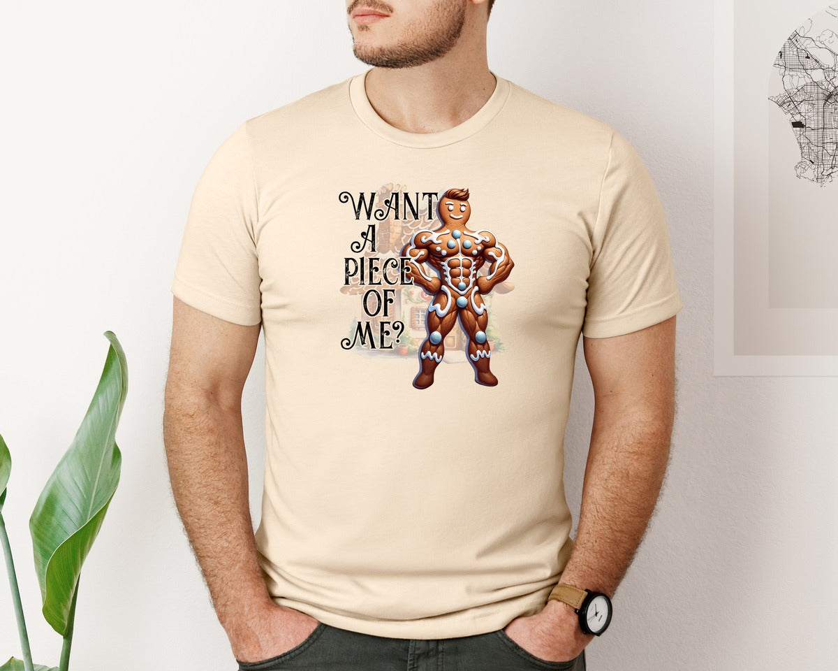 brand:Bella Canvas|color:Soft Cream|Funny Gingerbread Man Piece Of Me Graphic T-Shirt
