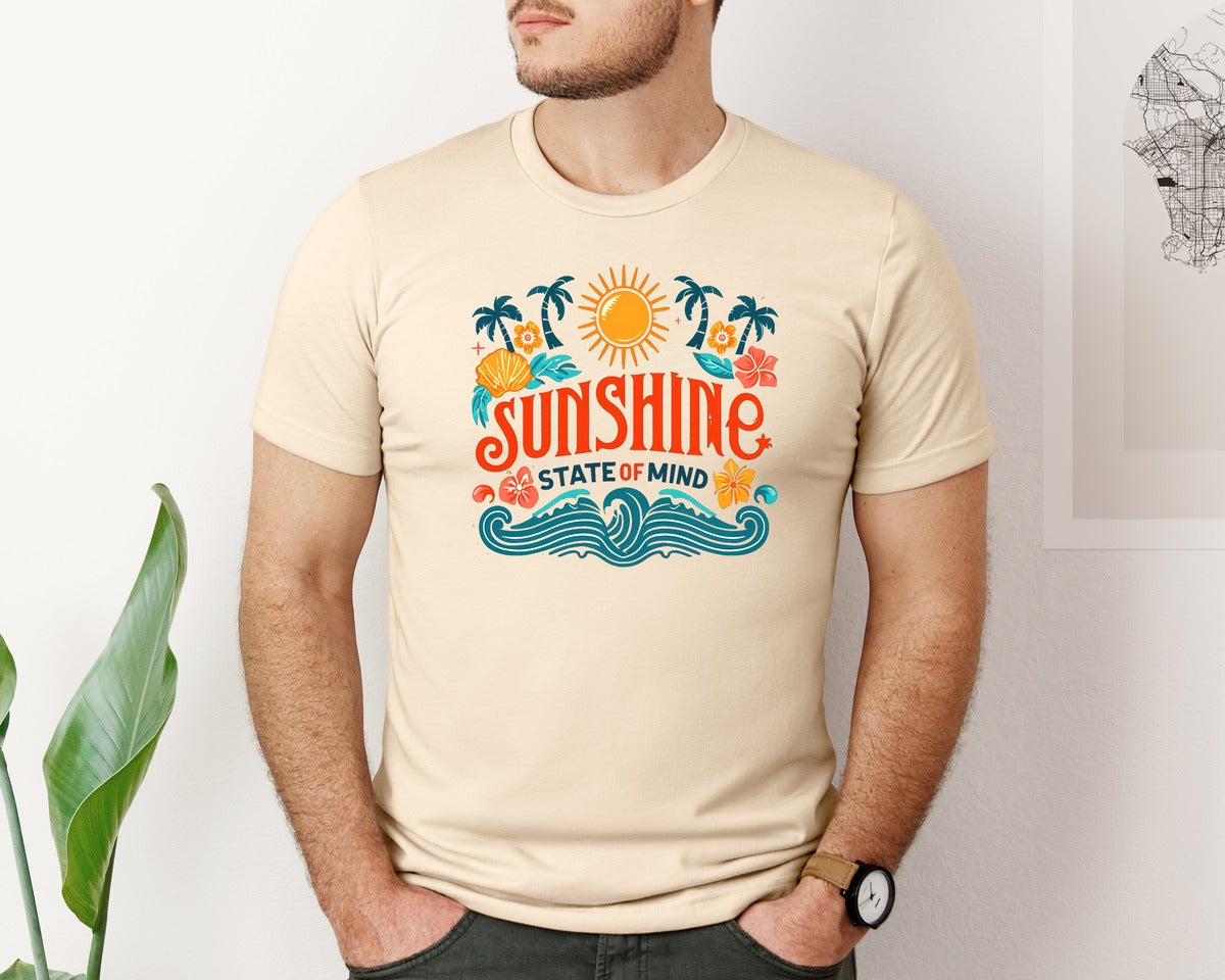 brand:Bella Canvas|color:Soft Cream|Sunshine State Of Mind Boho Summer Graphic T-Shirt