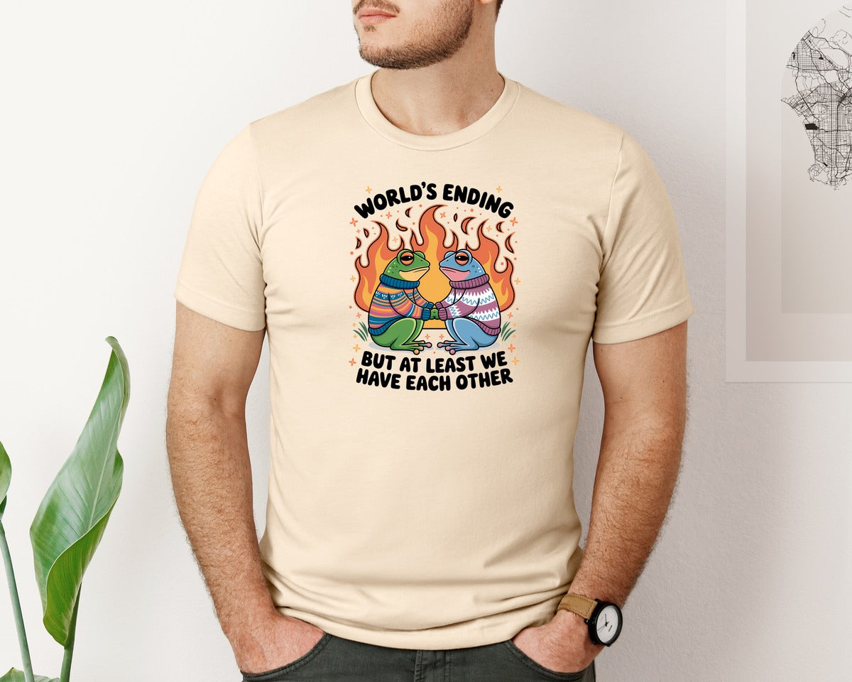 brand:Bella Canvas|color:Soft Cream|Worlds Ending Frog Couple 5 Graphic T-Shirt
