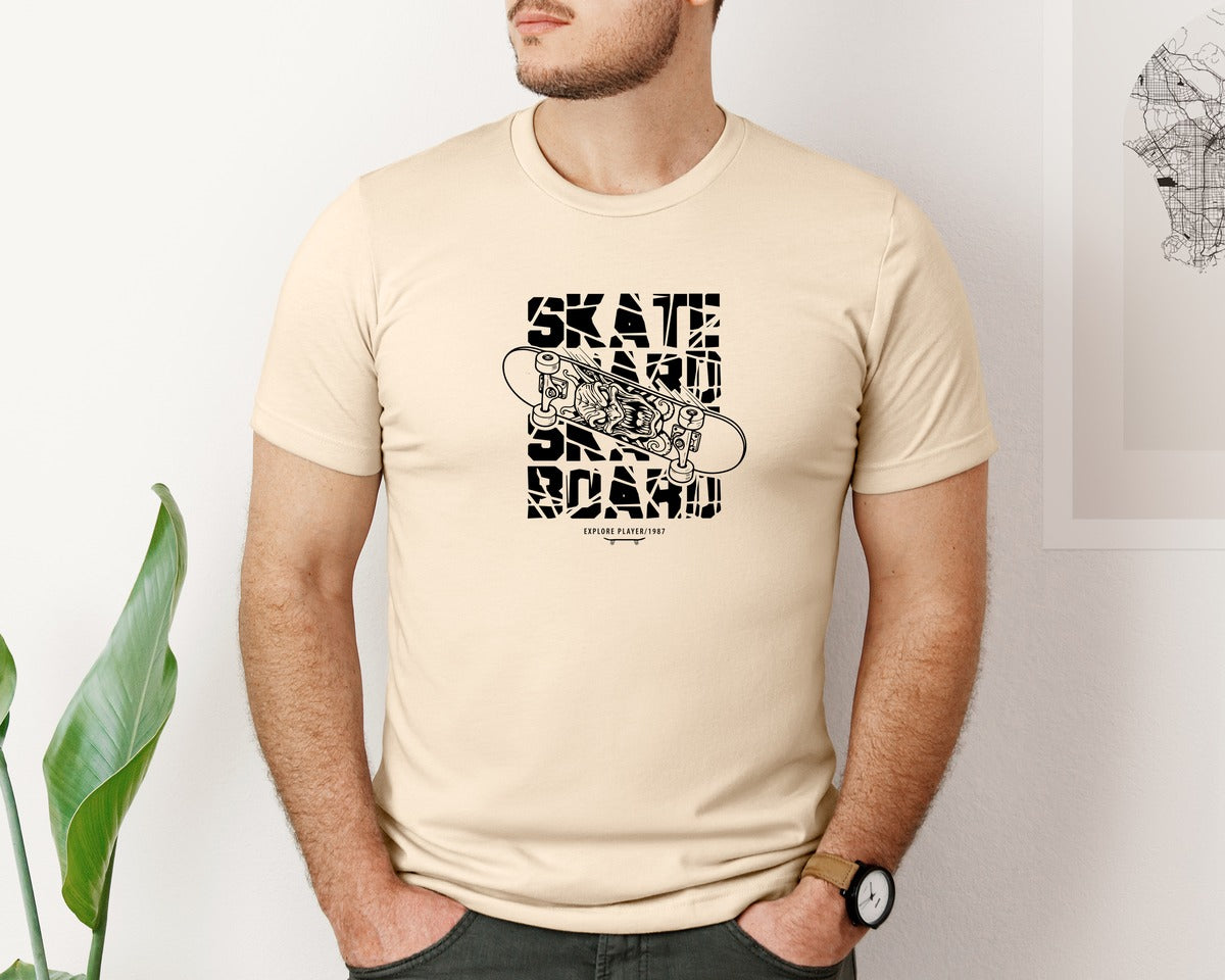 brand:Bella Canvas|color:Soft Cream|Skateboard T Shirt Deign Graphic T-Shirt