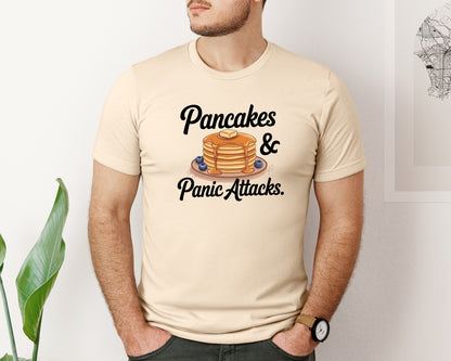 brand:Bella Canvas|color:Soft Cream|Pancakes Panic Attacks Graphic T-Shirt