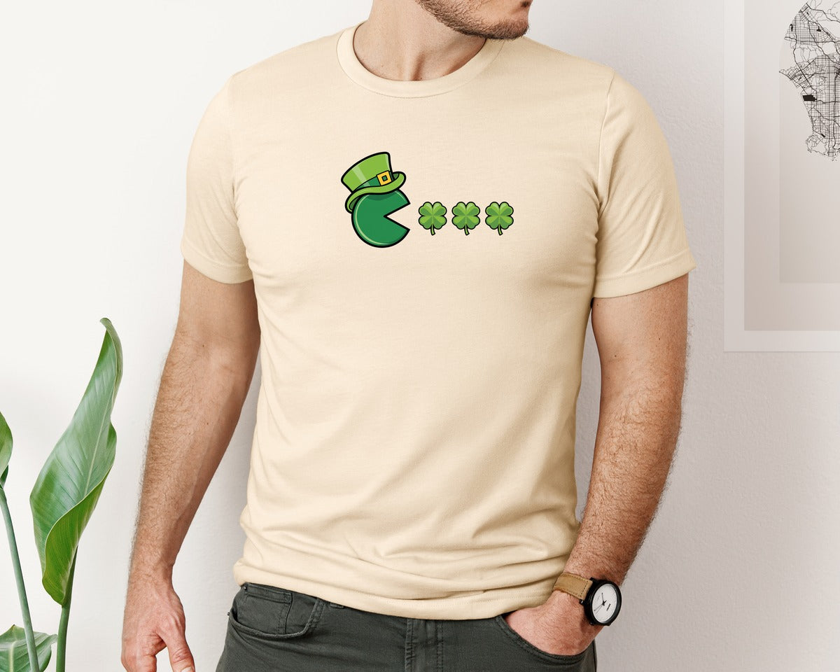 brand:Bella Canvas|color:Soft Cream|Shamrock Funny Leprechaun Graphic T-Shirt