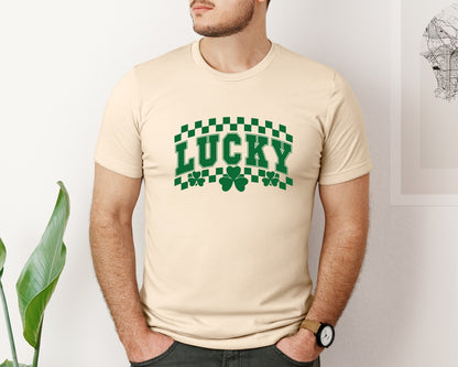 brand:Bella Canvas|color:Soft Cream|Lucky Varsity St Patricks Day 5 Graphic T-Shirt