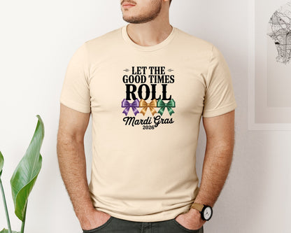 brand:Bella Canvas|color:Soft Cream|Let The Good Times Roll Mardi Gras 5 Graphic T-Shirt