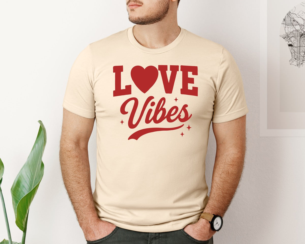 brand:Bella Canvas|color:Soft Cream|Love Vibes 18 Graphic T-Shirt