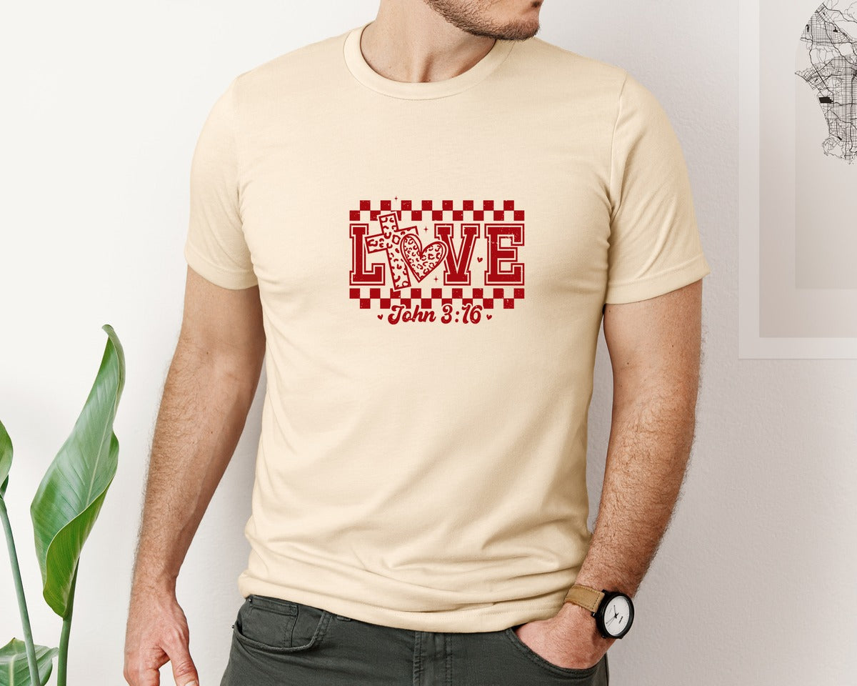 brand:Bella Canvas|color:Soft Cream|Christian Valentine Loved John 316 Graphic T-Shirt