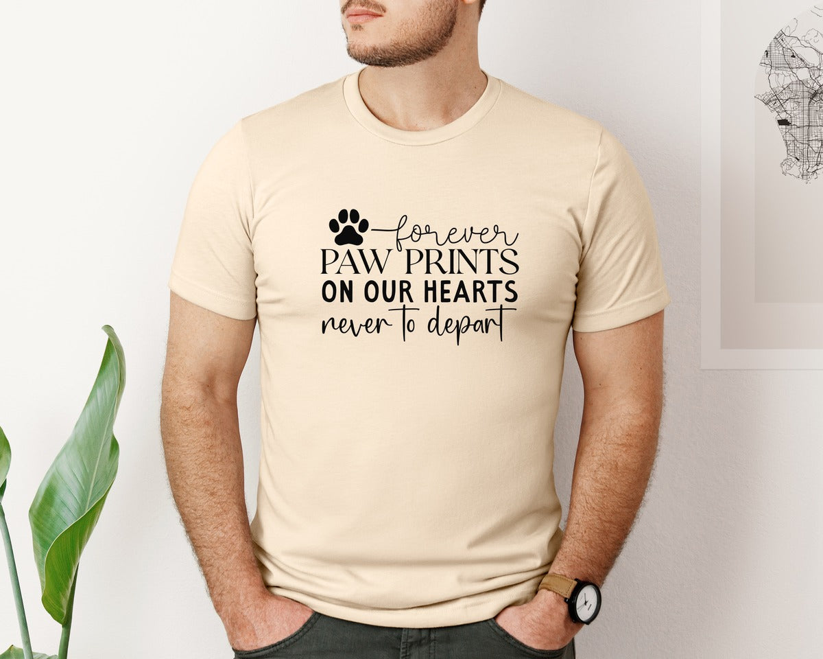 brand:Bella Canvas|color:Soft Cream|Forever Paw Prints On Our Hearts Graphic T-Shirt