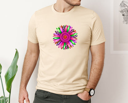 brand:Bella Canvas|color:Soft Cream|Leopard Print Western Sunflower Boho Graphic T-Shirt
