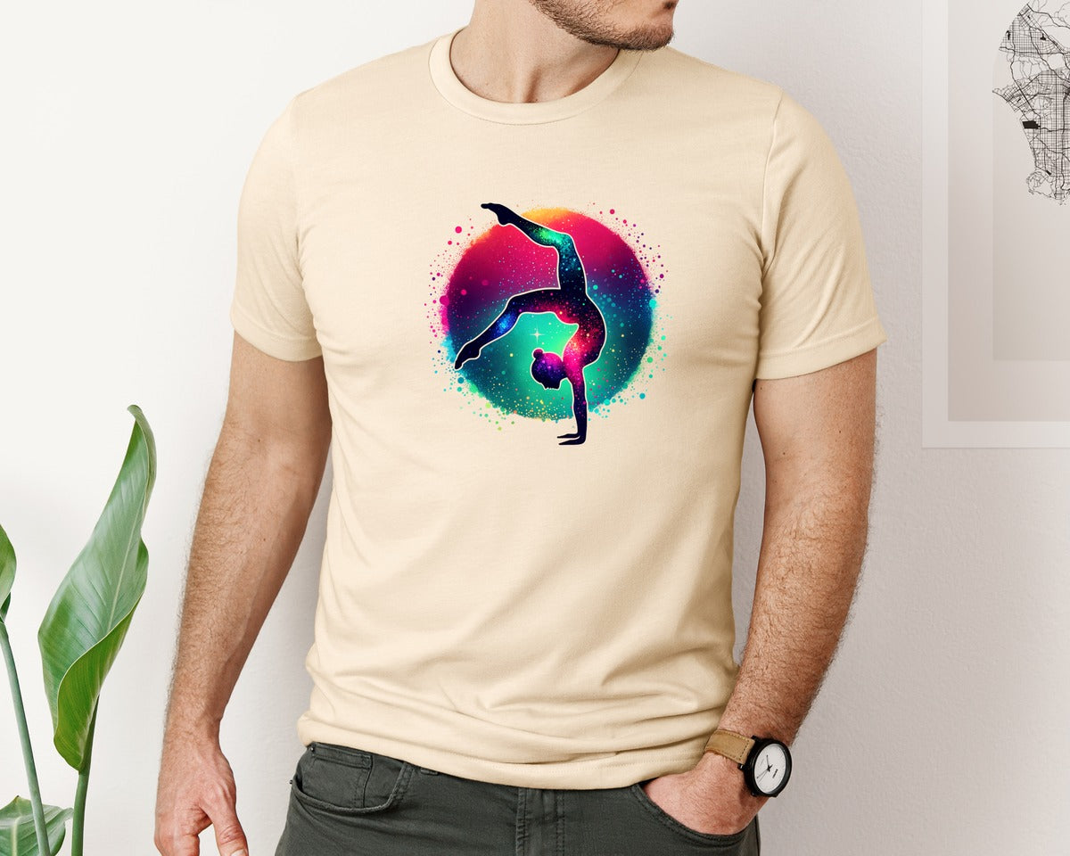 brand:Bella Canvas|color:Soft Cream|Colorful Glitter Gymnast Sport Graphic T-Shirt