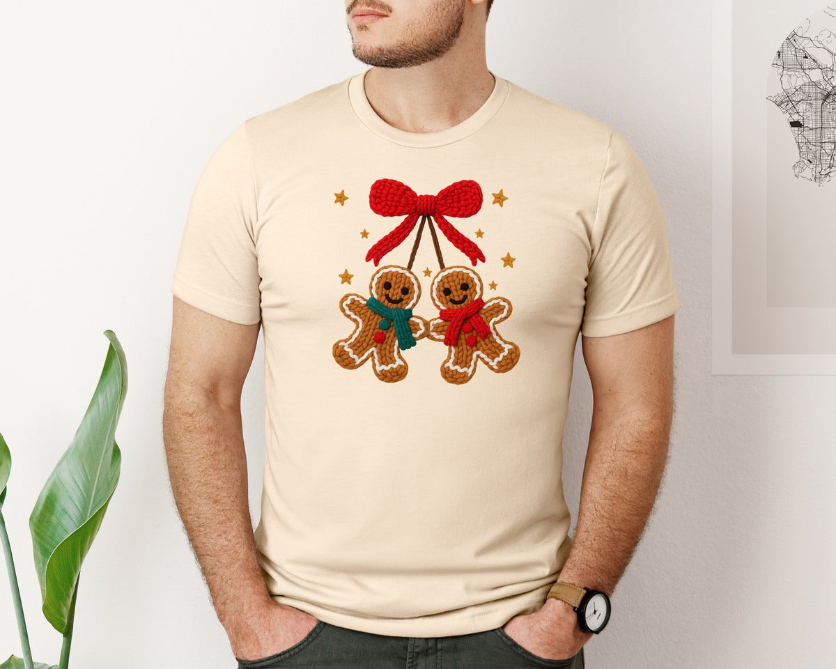 brand:Bella Canvas|color:Soft Cream|Knitted Christmas Graphic T-Shirt