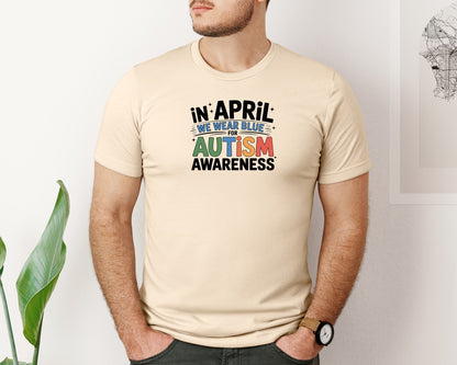 brand:Bella Canvas|color:Soft Cream|We Wear Blue Autism Graphic T-Shirt