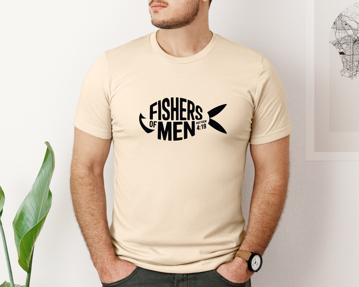 brand:Bella Canvas|color:Soft Cream|Fishers Of Men Matthew 419 Jesus Fish Graphic T-Shirt