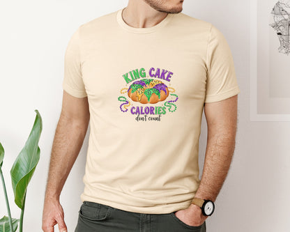 brand:Bella Canvas|color:Soft Cream|King Cake Calories Graphic T-Shirt