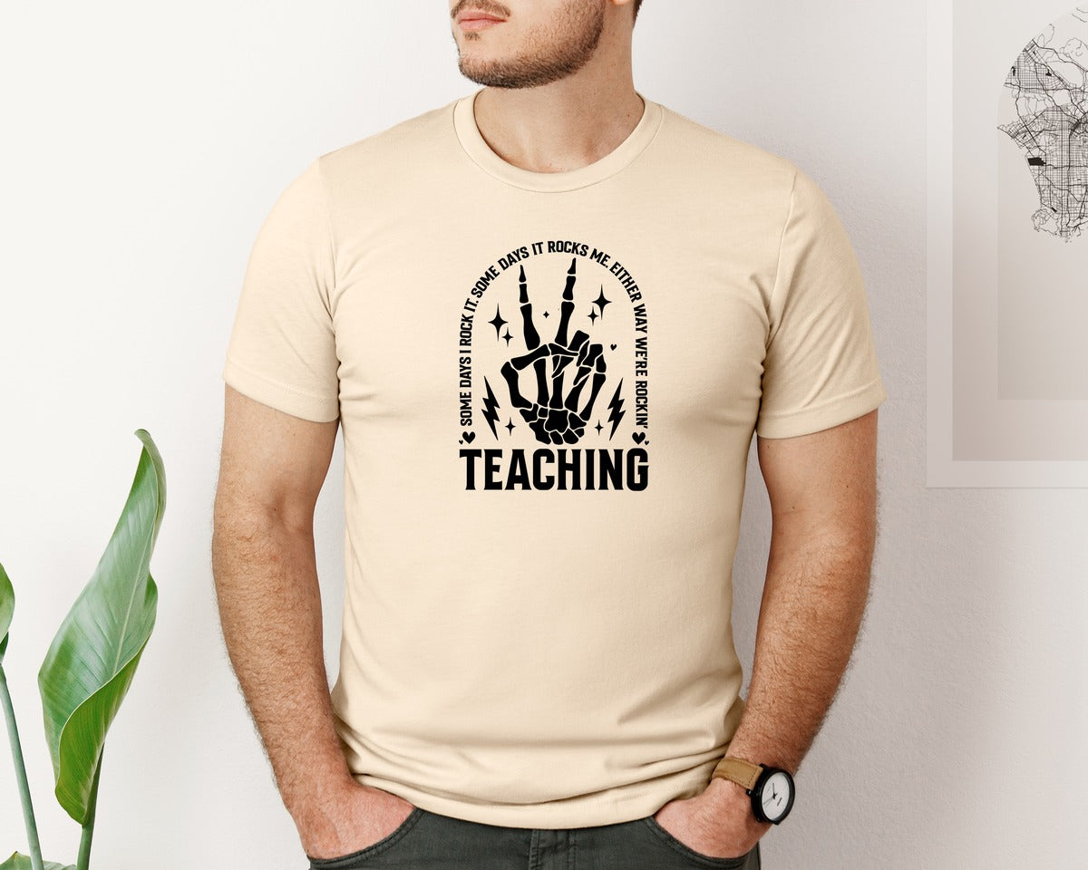 brand:Bella Canvas|color:Soft Cream|Teaching Some Days I Rock It Graphic T-Shirt