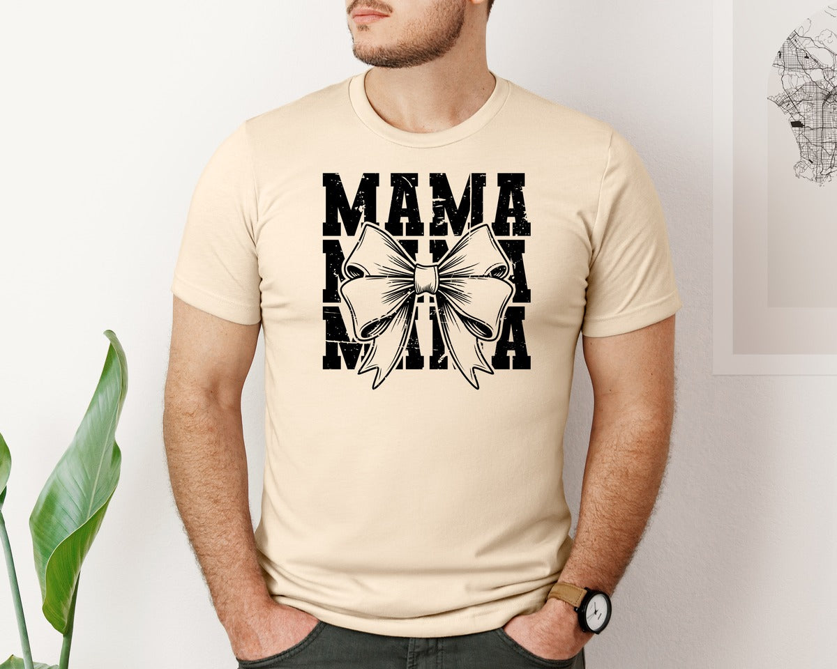 brand:Bella Canvas|color:Soft Cream|Mama Mom Mama Coquette Graphic T-Shirt