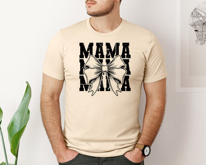 brand:Bella Canvas|color:Soft Cream|Mama Mom Mama Coquette Graphic T-Shirt