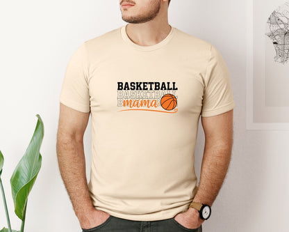 brand:Bella Canvas|color:Soft Cream|Basketball Mama Varsity Script Design Graphic T-Shirt