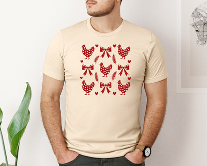 brand:Bella Canvas|color:Soft Cream|Coquette Chicken Valentine Chicken Graphic T-Shirt