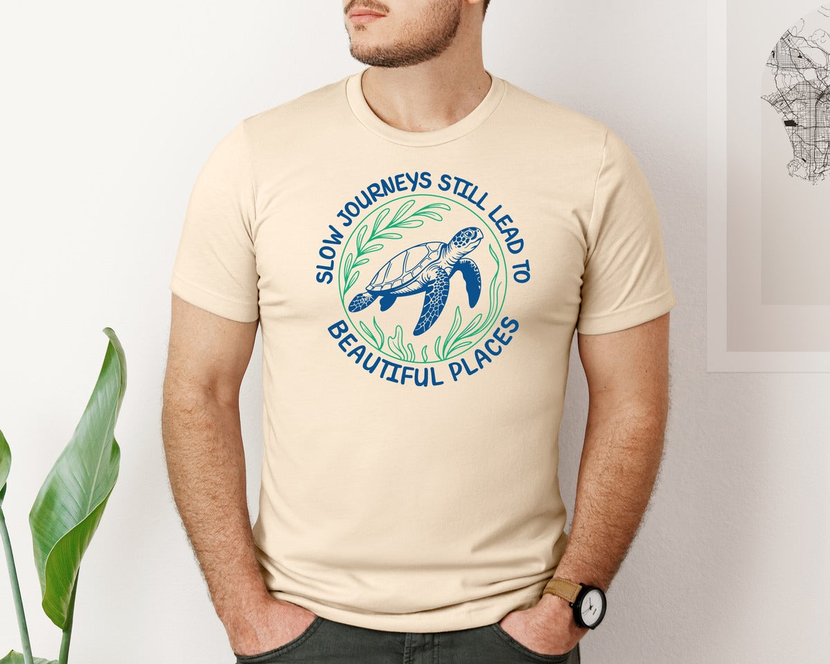 brand:Bella Canvas|color:Soft Cream|Slow Journeys Still Lead To Beautiful Graphic T-Shirt