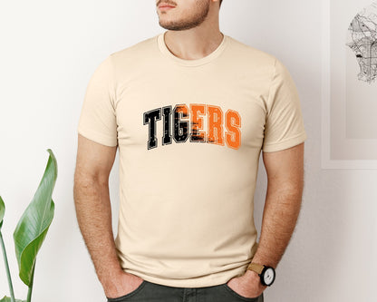 brand:Bella Canvas|color:Soft Cream|Tigers Mascot School Spirit Tiger Graphic T-Shirt